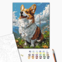 Büszke corgi - Számfestő készlet kereten 40x50