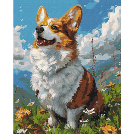 Büszke corgi - Számfestő készlet kereten 40x50