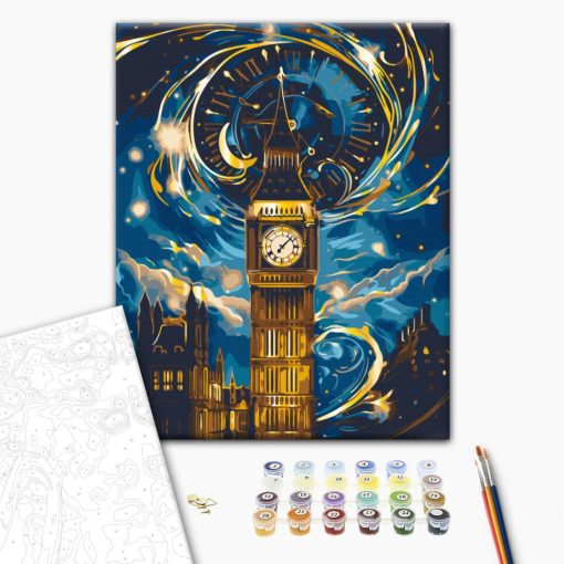 Misztikus Big Ben - Számfestő készlet kereten 40x50