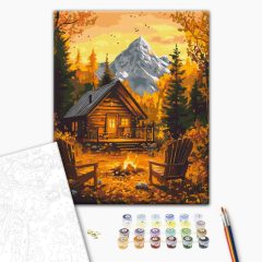   Tábortűz az őszi erdőben - Számfestő készlet kereten 40x50
