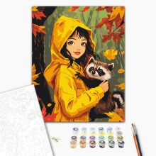 Őszi barátok - Számfestő készlet kereten 40x50