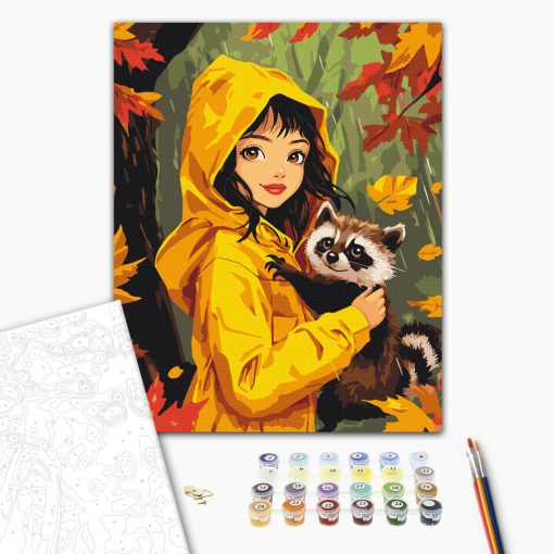 Őszi barátok - Számfestő készlet kereten 40x50