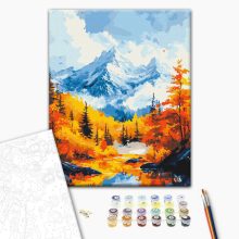 Arany ősz a hegyekben - Számfestő készlet kereten 40x50