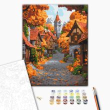 Középkori ősz - Számfestő készlet kereten 40x50