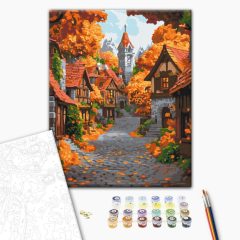 Középkori ősz - Számfestő készlet kereten 40x50