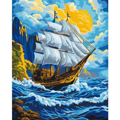 Vitorlás a hullámok közt - Számfestő készlet kereten 40X50