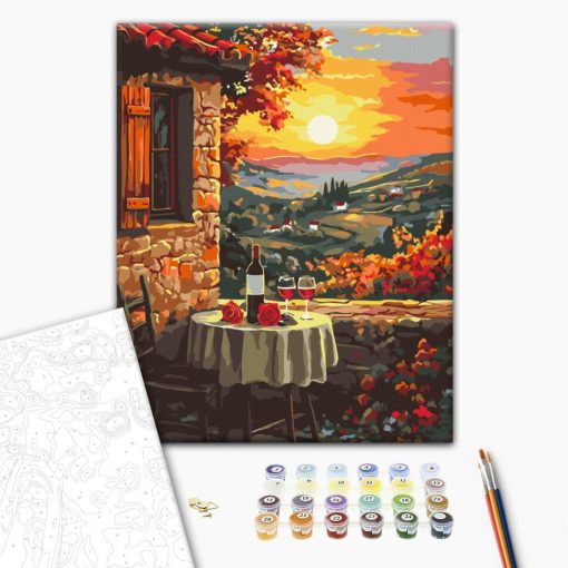 Borozás a naplementében - Számfestő készlet kereten 40X50