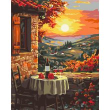 Borozás a naplementében - Számfestő készlet kereten 40X50