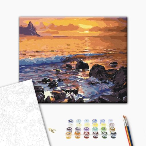 Sziklás parton - Számfestő készlet kereten 40x50