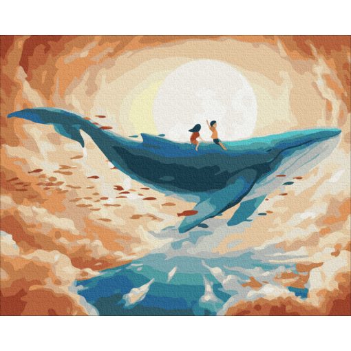Repül a bálna - Számfestő készlet kereten 40x50