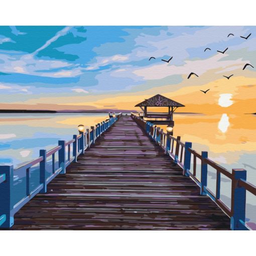 Kikötő naplementekor - Számfestő készlet kereten 40x50_
