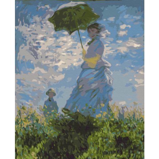 Nő egy napernyővel - Claude Monet - Számfestő készlet kereten 40x50_