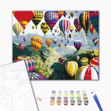 Színes hőlégballonok - Számfestő készlet kereten 40x50
