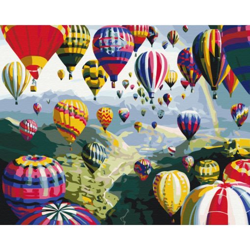 Színes hőlégballonok - Számfestő készlet kereten 40x50