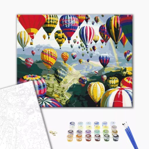Színes hőlégballonok - Számfestő készlet kereten 40x50