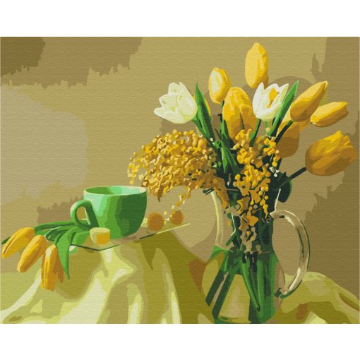 Sárga tulipánok - Számfestő készlet kereten 40x50