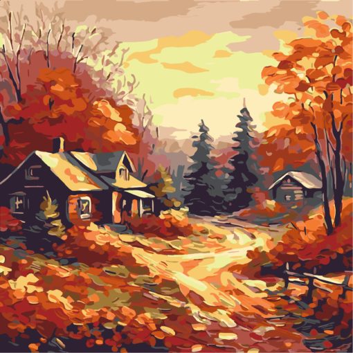 Varázslatos őszi tájak - 2 darabos számfestő készlet kereten