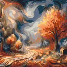 Varázslatos őszi tájak - 2 darabos számfestő készlet kereten