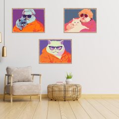 Stílusos duók - 3 darabos számfestő készlet kereten