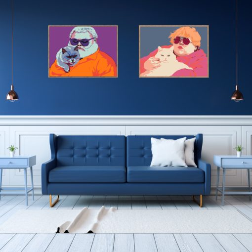 Szőrmés sztárok - 2 darabos számfestő készlet kereten