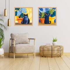 Botanikus cicák - 2 darabos számfestő készlet kereten