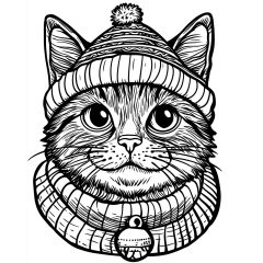 Téli cica - Festékmentő készlet kereten 40x50