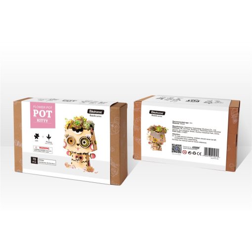 Cica 3D fa puzzle virágtartó
