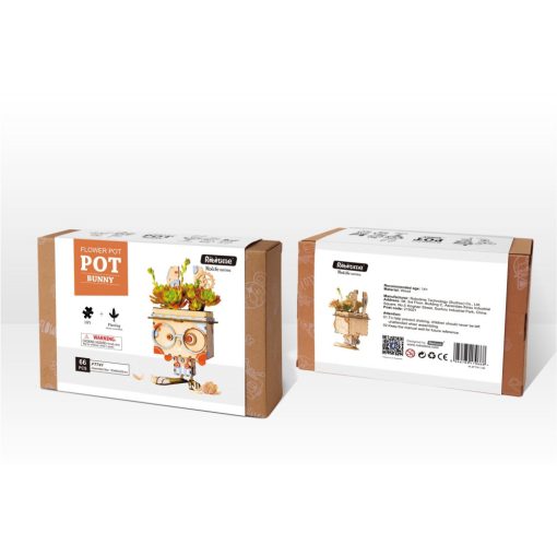 Nyuszi 3D fa puzzle virágtartó