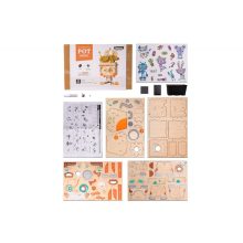 Nyuszi 3D fa puzzle virágtartó