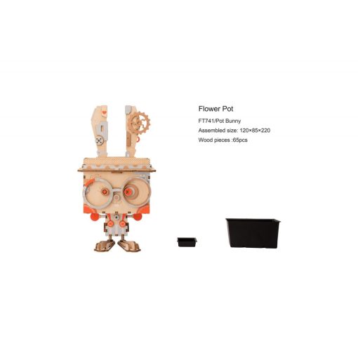 Nyuszi 3D fa puzzle virágtartó
