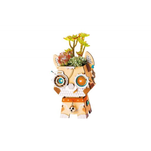 Kutyus 3D fa puzzle virágtartó