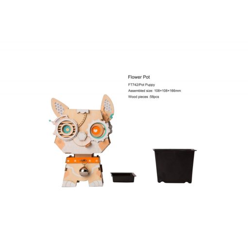 Kutyus 3D fa puzzle virágtartó