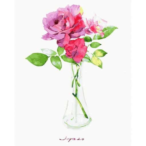 Rózsa akvarell - Számfestő készlet kereten 40x50