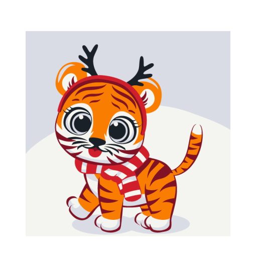 Karácsonyi kis tigris - Kifestő készlet kereten gyerekeknek 20x20