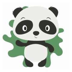   Integető kis panda maci - Kifestő készlet kereten gyerekeknek 20x20