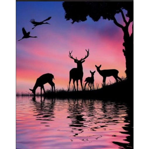 Szarvasok a naplementében - Otthoni-online élményfestő készlet