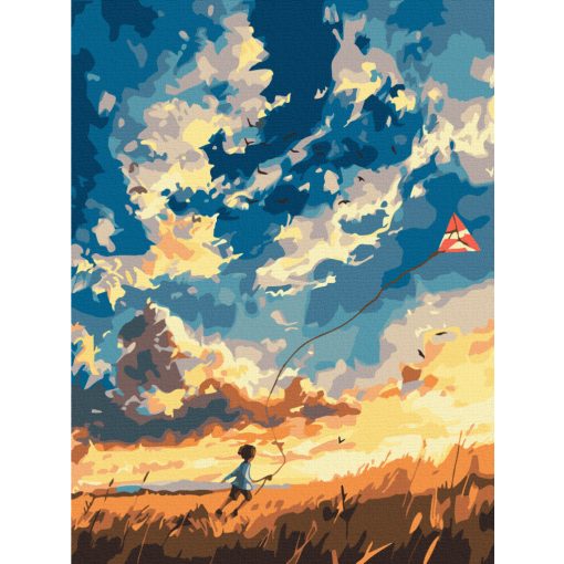 Papírsárkány a szélben - Számfestő készlet kereten 30X40
